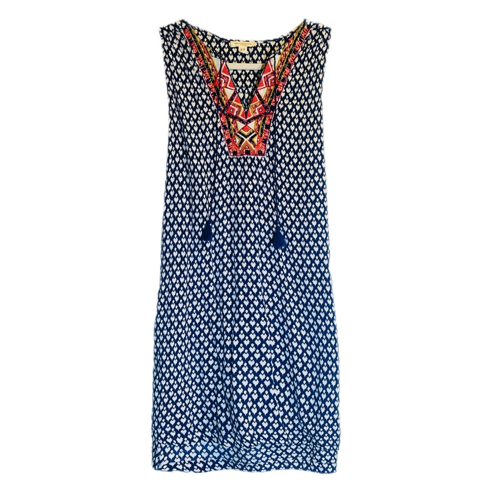 Beachlunchlounge Embroidered Boho Shift Dress Small